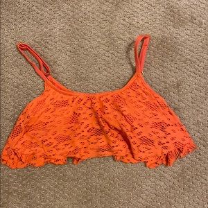 Coral lace bikini top